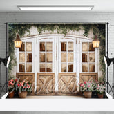 Lofaris White Wooden Bookcase Green Plants Spring Backdrop